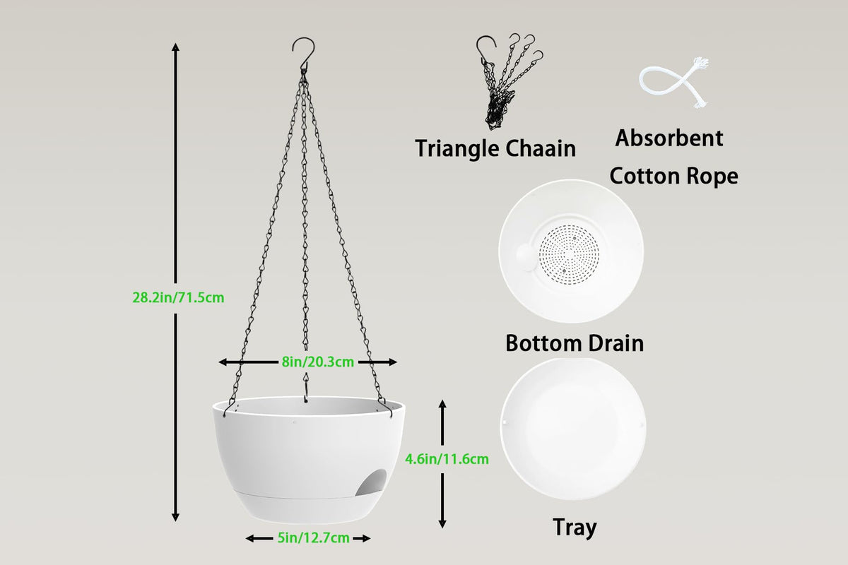 XQSHPDM hanging planters 3-pack with rust-resistant chains shown during installation