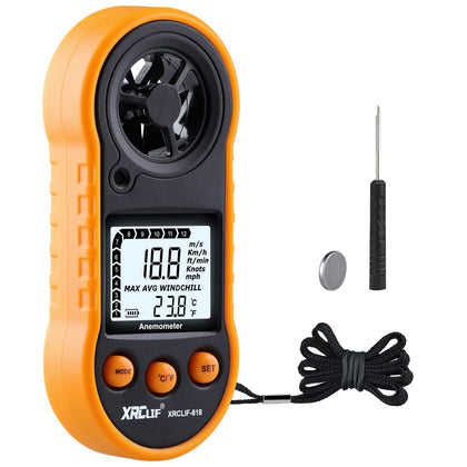 XRCLIF Digital Wind Meter Anemometer handheld for quick, on-the-go wind readings.