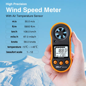 XRCLIF Wind Speed Meter LCD display provides clear wind speed and temperature readouts.
