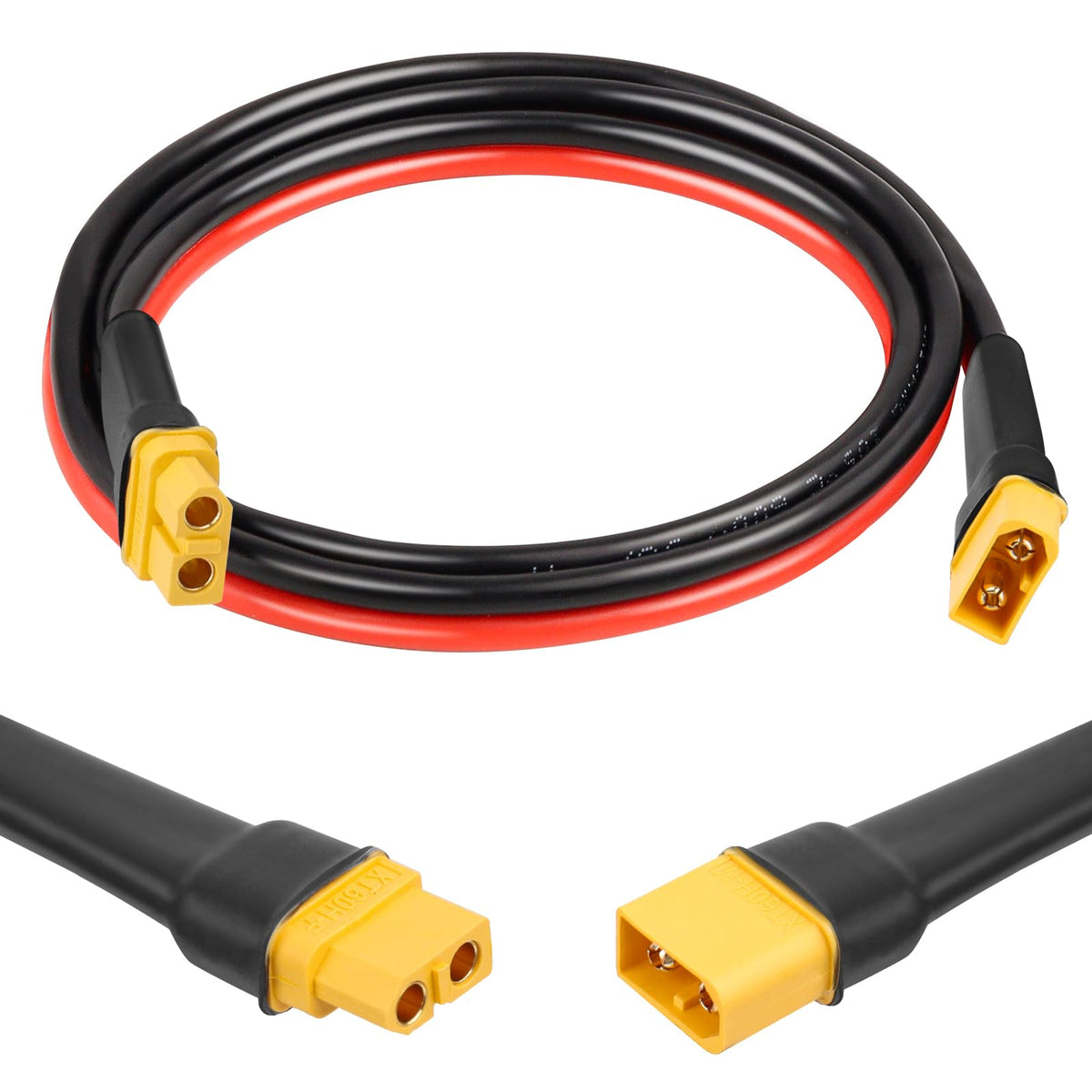 XRDS-RF XT60 extension cable 3ft with male-to-female connectors for stable high-current power.