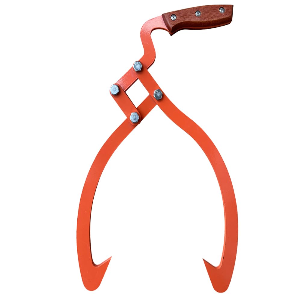 XROPURR wood handle skidding tongs front view showing strong grip for log handling
