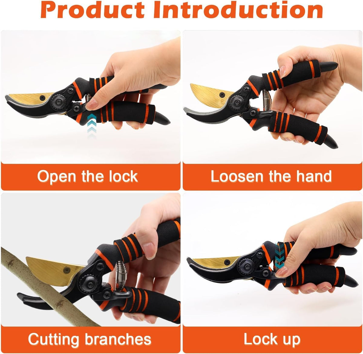 XSBAIHUO pruning shears eight-inch size ideal for one-handed pruning.