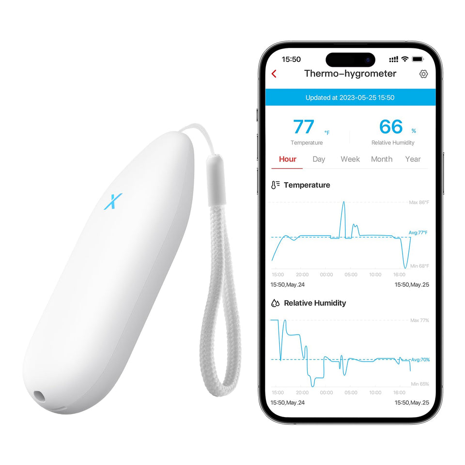X-Sense indoor wifi thermometer-hygrometer showing real-time readings for home monitoring