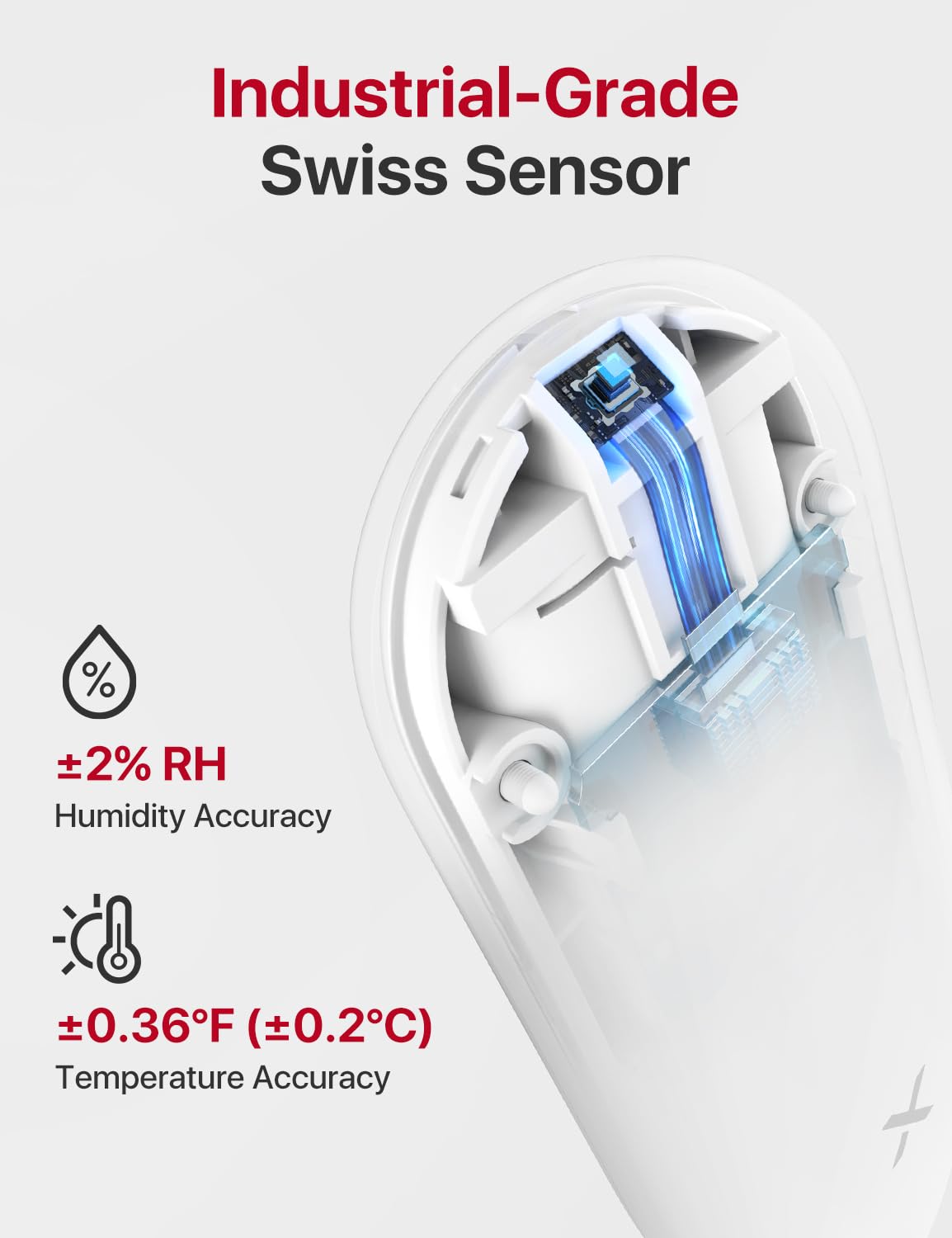Swiss-made high‑precision X-Sense sensor delivering accurate climate data