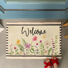 Xsinufn colorful floral pattern doormat enhances porch decor while absorbing moisture.