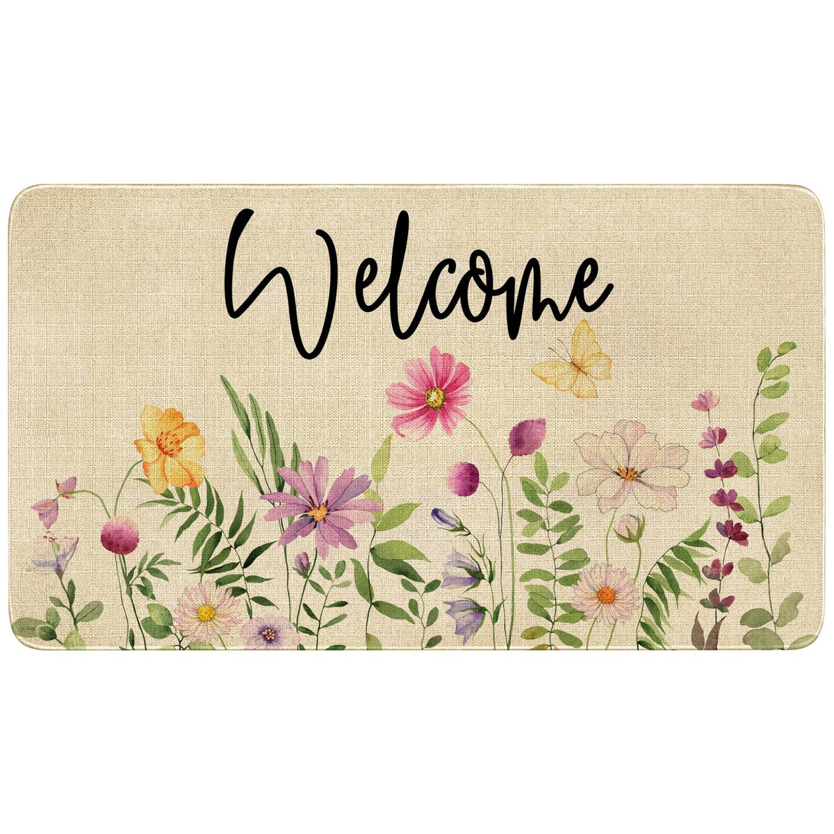 Xsinufn floral butterfly door mat adds vibrant color to your welcoming front entrance.