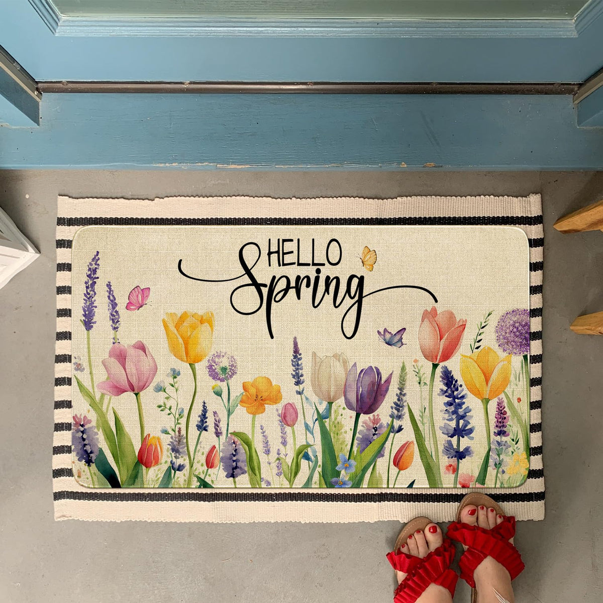 Xsinufn door mat with non-slip backing prevents skidding on indoor floors.