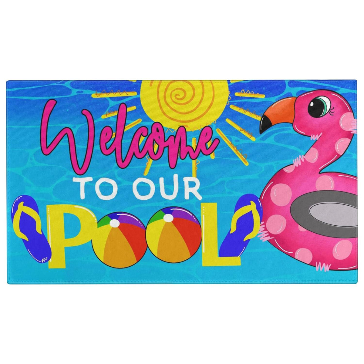 Xsinufn pool flamingo pattern door mat enhances outdoor entry and catches mud.