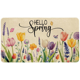 Xsinufn Spring Summer Door Mat with tulip and lavender design welcomes entryways.
