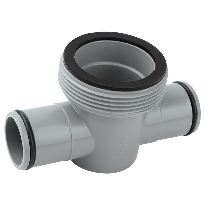 XT P61408 T-Joint front view shows three-head flow for flexible pool connections in your setup