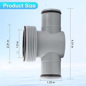 XT P61408 T-Joint side view highlights 1.5in and 1.25in compatibility for hoses