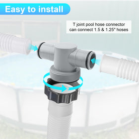 XT P61408 T-Joint in-use image demonstrates three-direction water flow in a pool system
