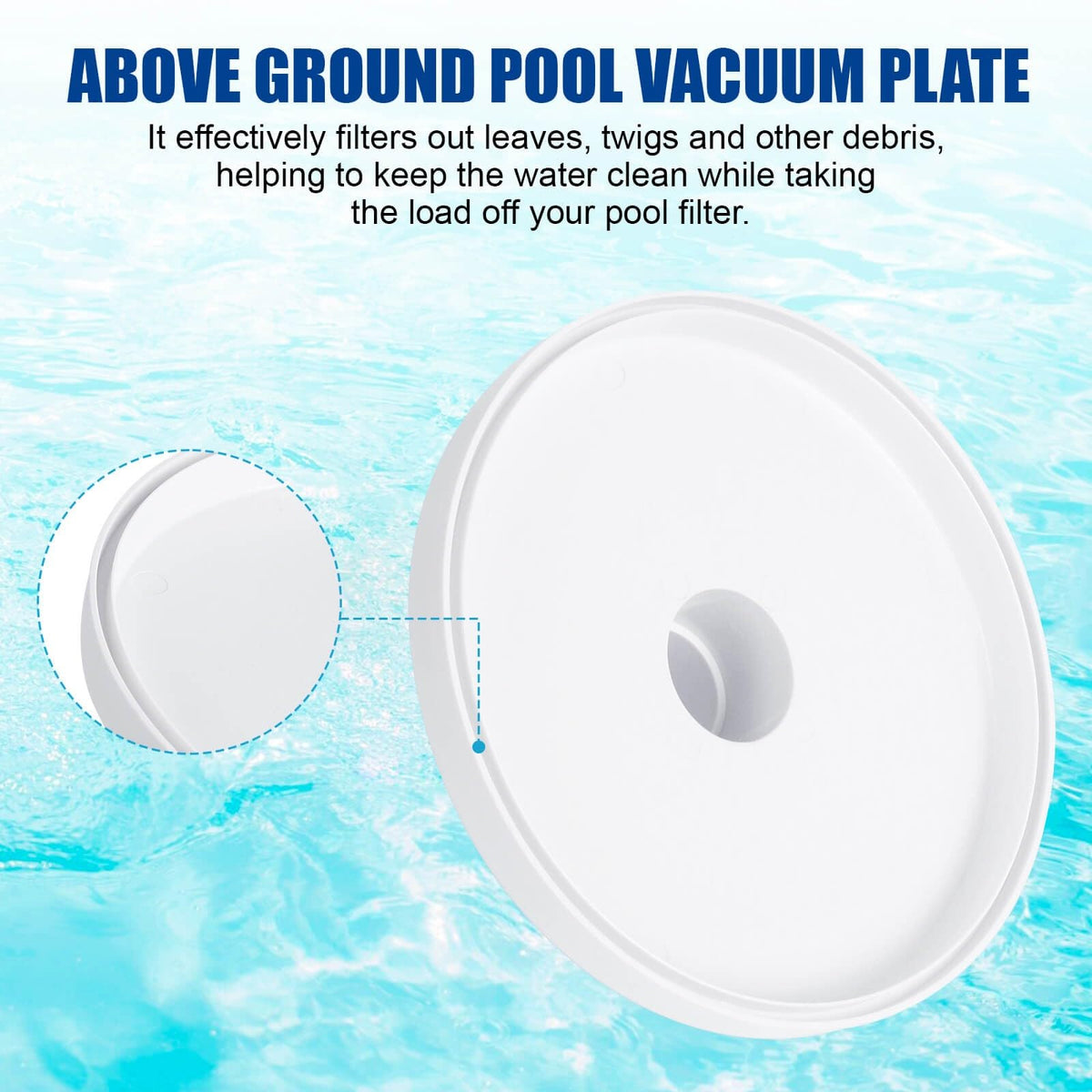 Close-up of XT Pool Skimmer Vacuum Plate material and high-flow design