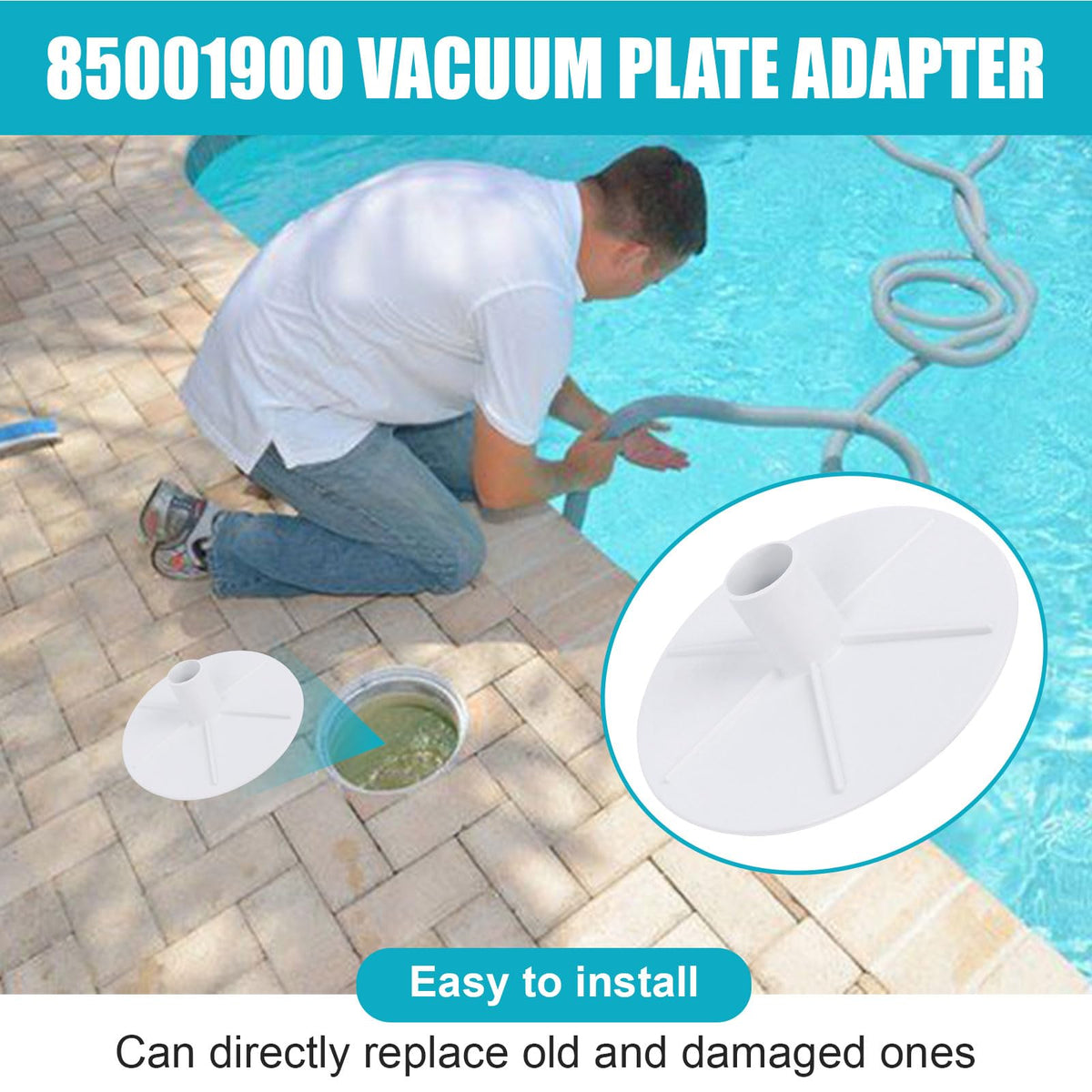XT Vacuum Plate Adapter fits pools, spas, and hot tubs.