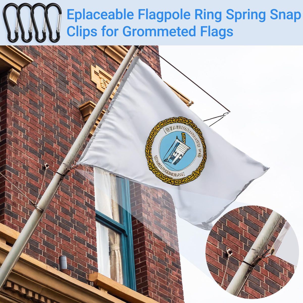 Xthrotsenk clip in use on a weather-exposed flagpole