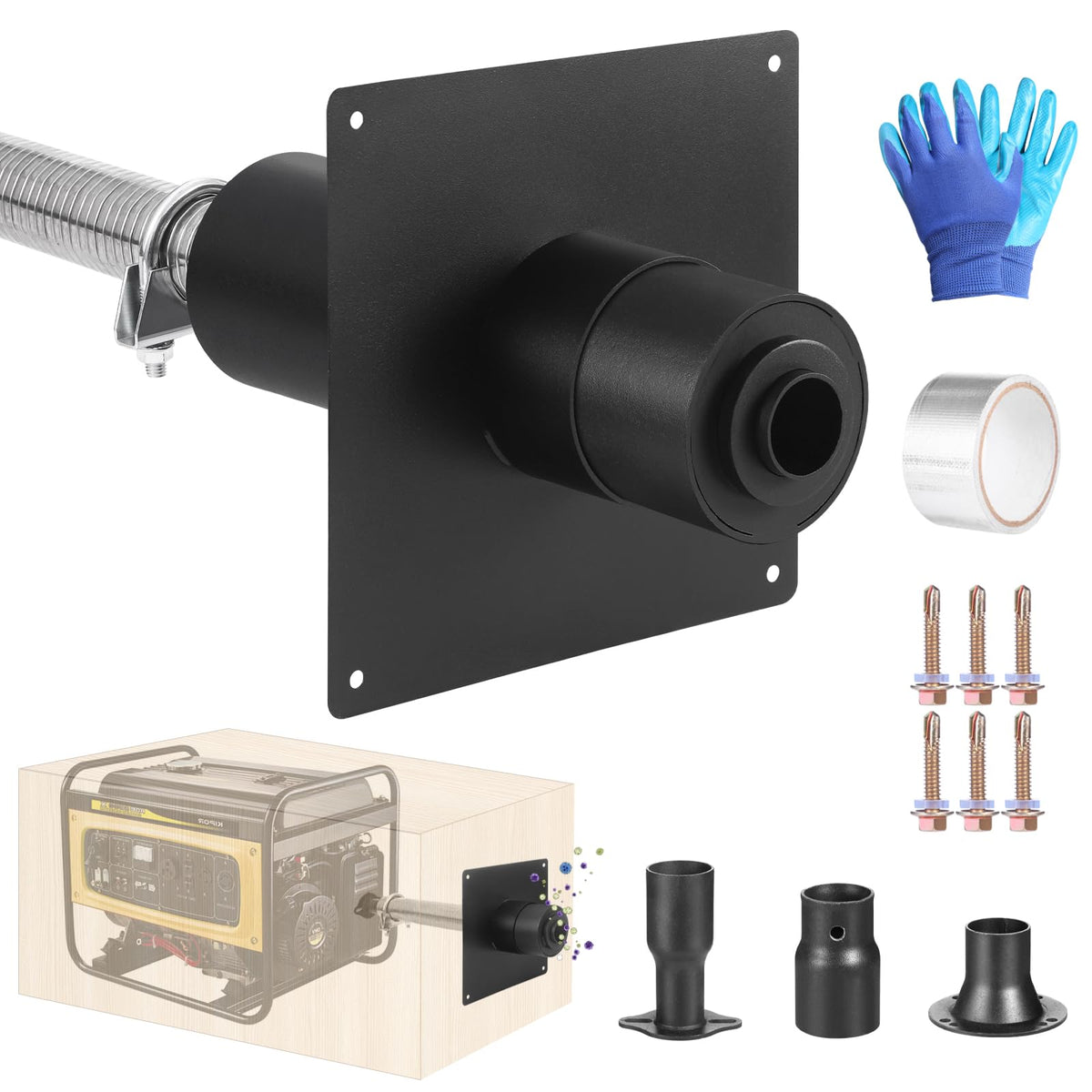 XTJHP generator exhaust extension muffler for quieter outdoor operation