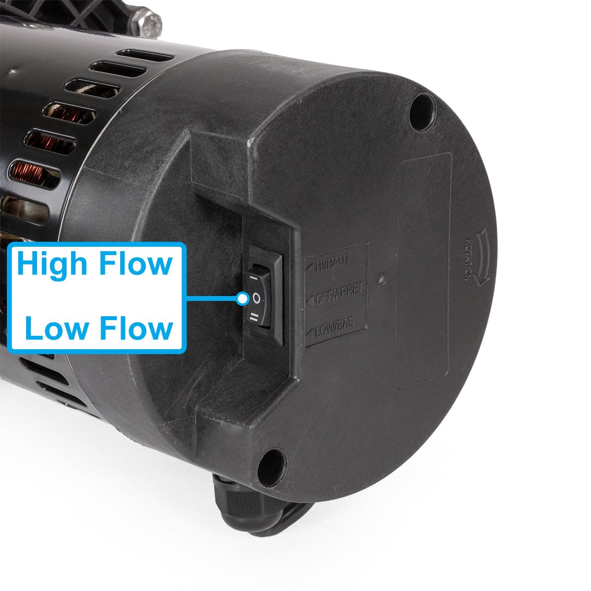 XtremepowerUS 1.0HP pool pump controls closeup with clear installation labels.