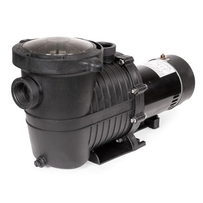 XtremepowerUS 1.0HP pool pump front view showing compact, energy-efficient design.