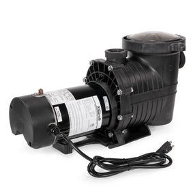 XtremepowerUS 1.0HP pool pump strainer basket closeup with transparent lid.