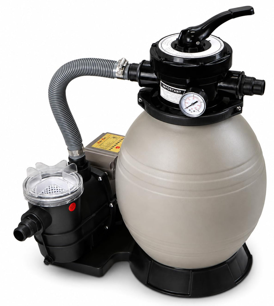 XtremepowerUS 13-inch sand filter front view for efficient pool filtration.