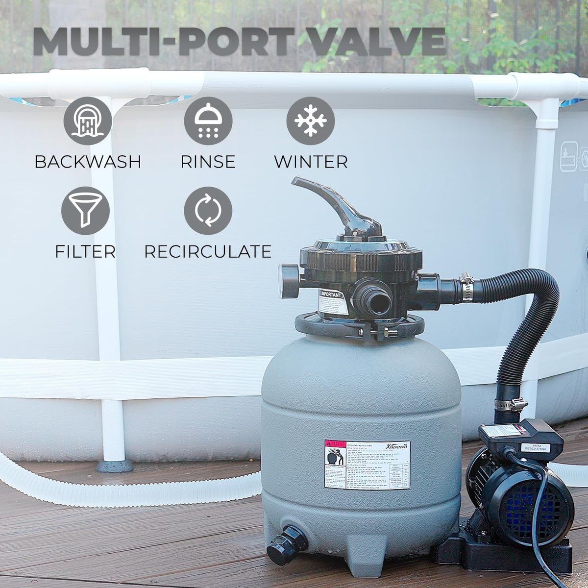 XtremepowerUS 7-way valve with gauge and window for easy monitoring