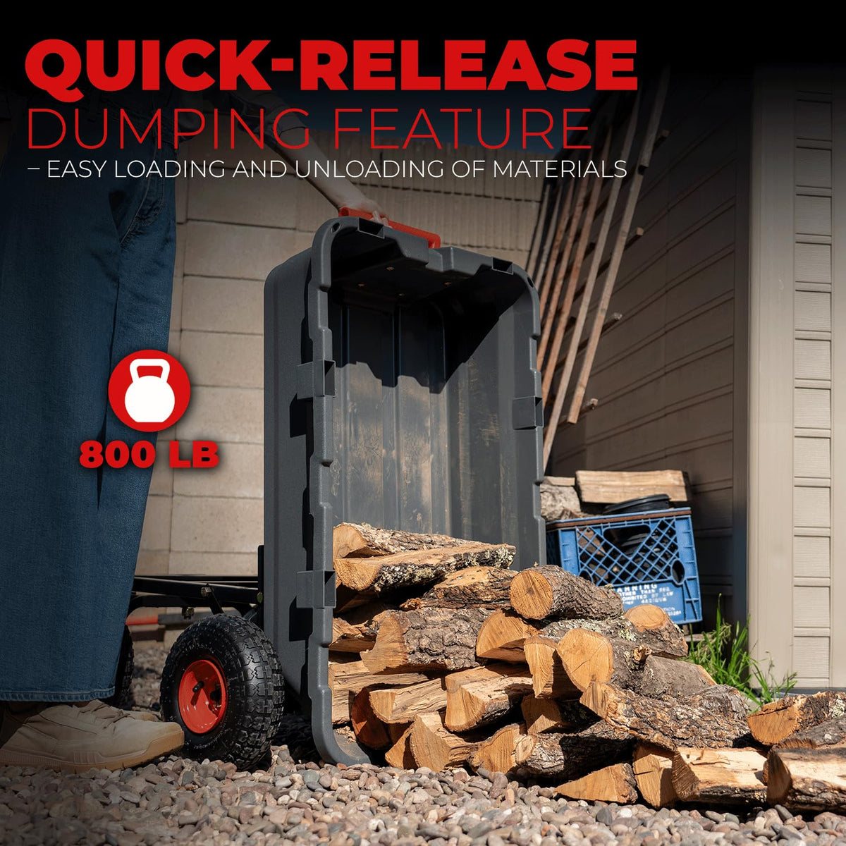 XtremepowerUS heavy-duty garden cart side view showing rugged frame and tray