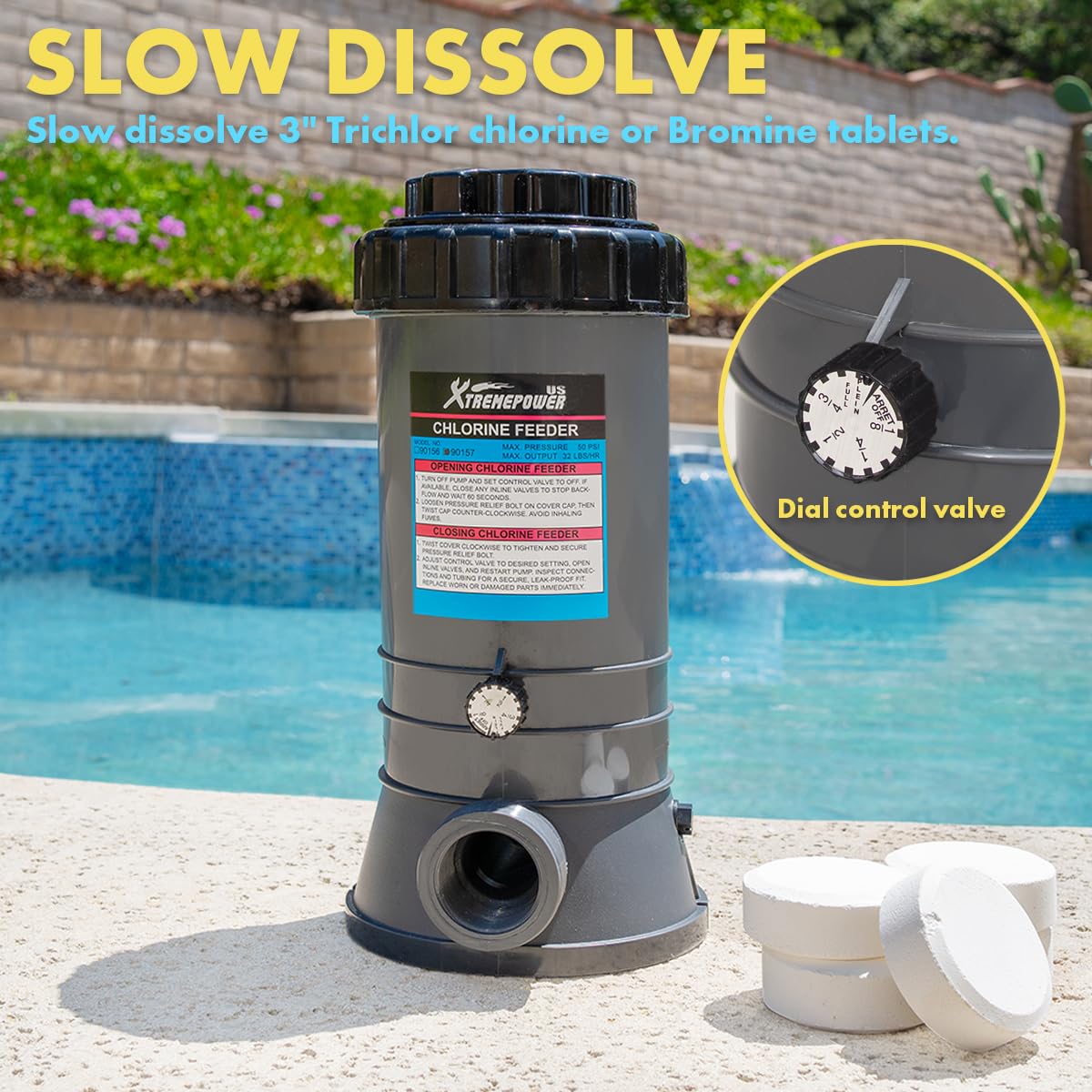 XtremepowerUS chlorinator dial control adjusting feed rate