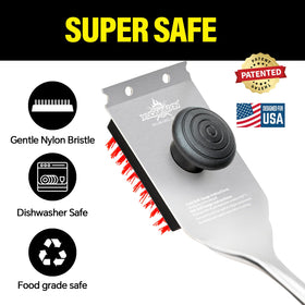 XUDAKAIXIN grill brush with acacia wood handle for secure grip