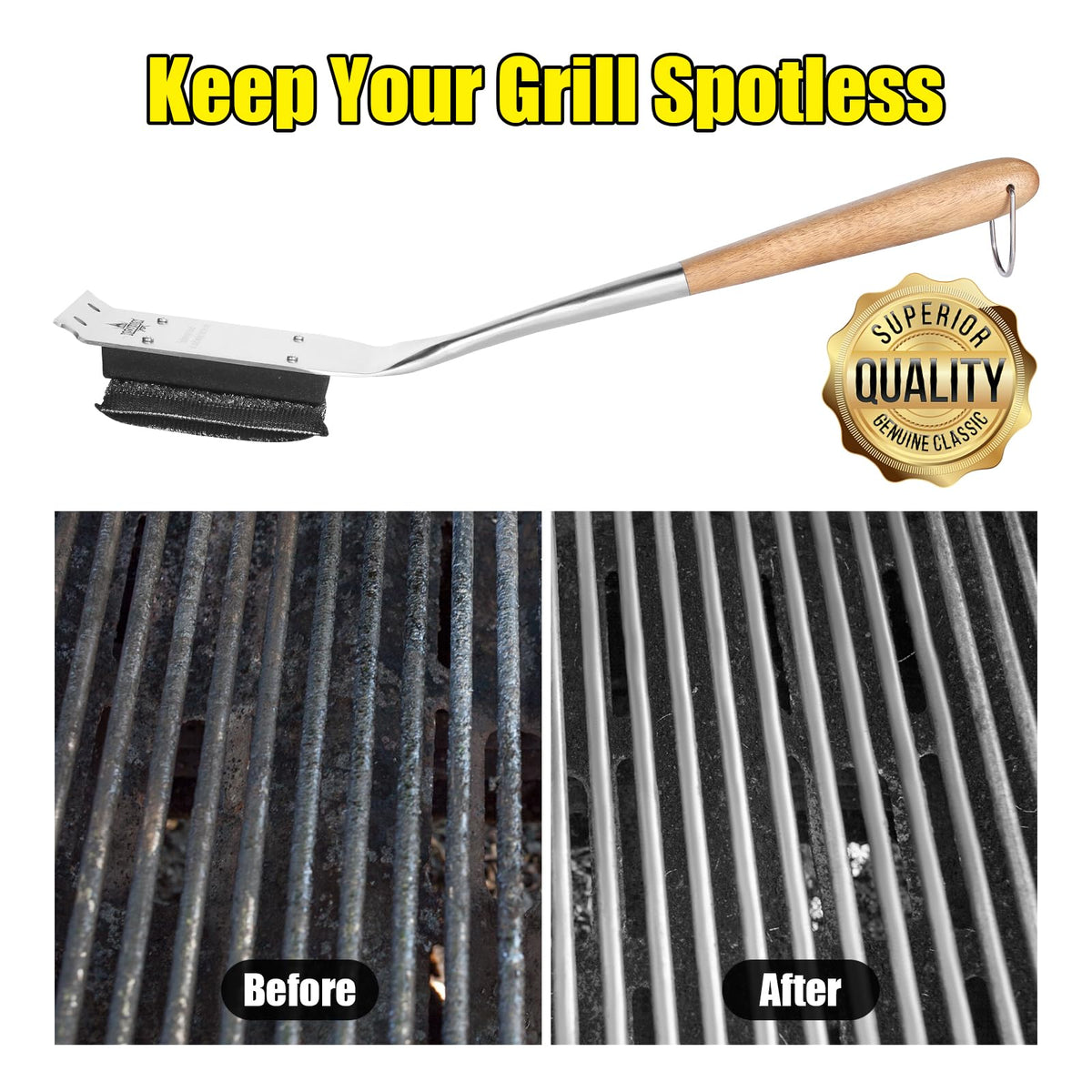 XUDAKAIXIN easy-swap cleaning head shown with a compatible grill handle
