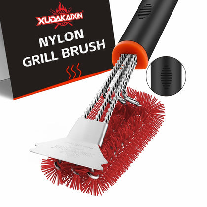 XUDAKAIXIN grill brush with nylon bristles for safe, scratch-free cleaning of grates