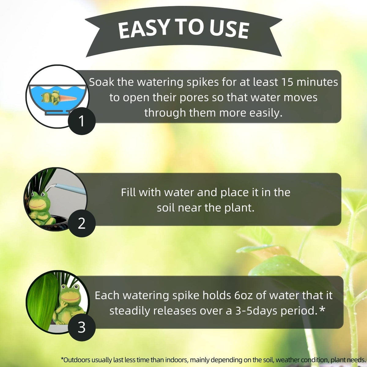XueshouRT 6oz top-loading reservoir keeps plants hydrated 3–5 days