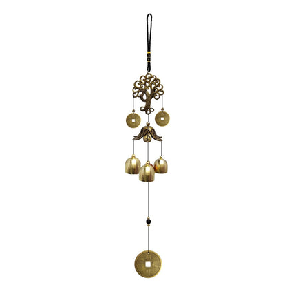 XUJIQI Wind Chimes Brass Bells closeup showcases durable zinc alloy construction for outdoor use.