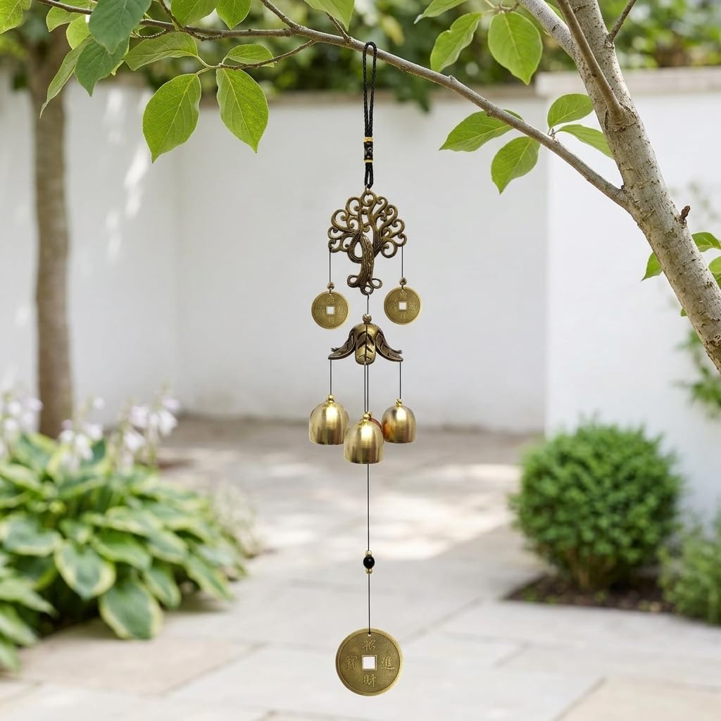 XUJIQI Wind Chimes dragon and tree design closeup highlights symbolic luck for your decor.