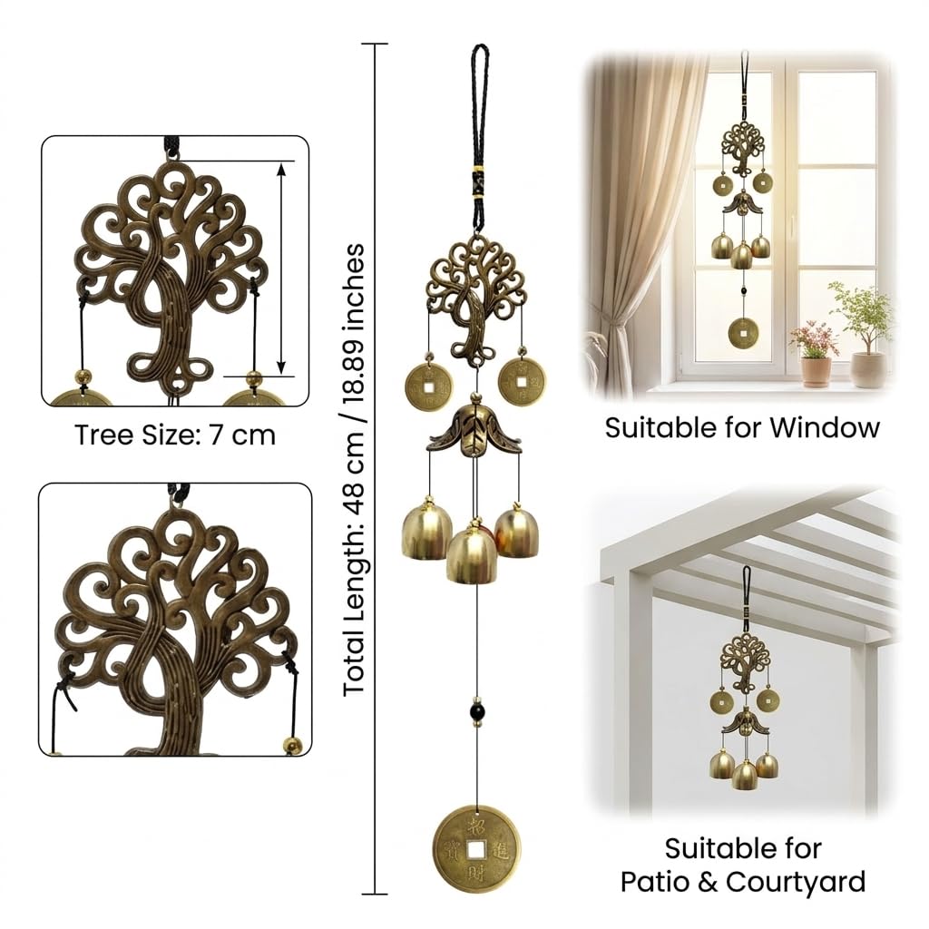 XUJIQI Wind Chimes hanging decor beside window adds decorative charm to interiors.