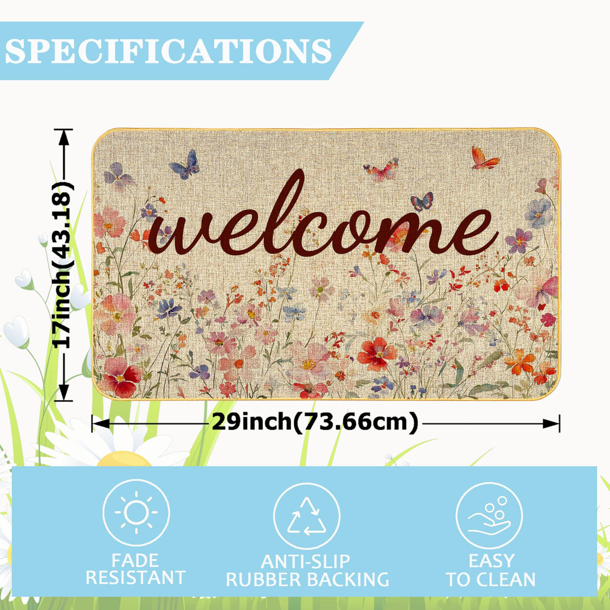 Xumuyin Spring Doormat close-up motif showcasing seasonal design and warmth.