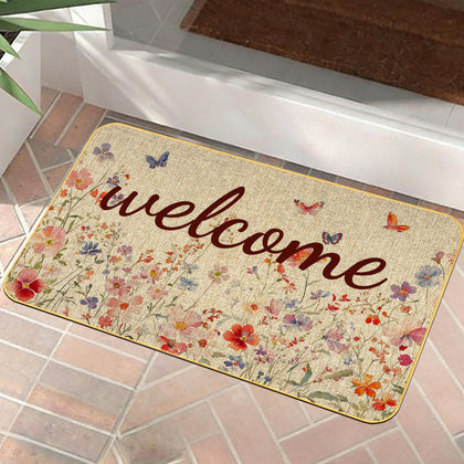 Xumuyin Spring Doormat featuring watercolor flowers for a festive front porch.