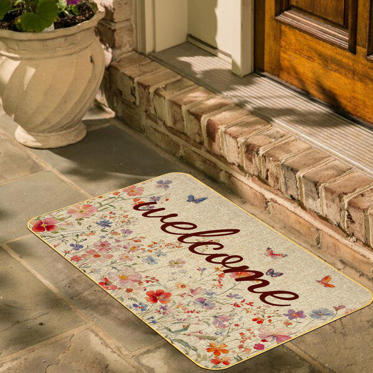 Xumuyin Spring Doormat shows non-slip backing for safer placement.