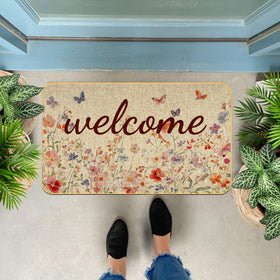 Xumuyin Spring Doormat featuring reindeer antlers to greet guests.