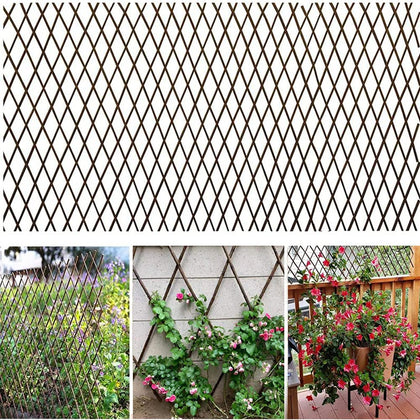 Xumy willow expandable fence, assembled for easy storage and setup.