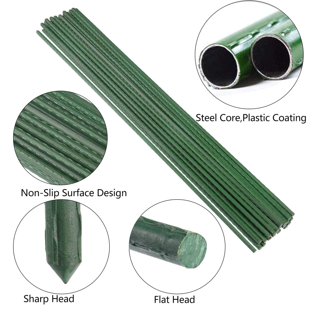 Xuwzenkl 25-pack garden stakes provide multiple supports for tomatoes and flowers.