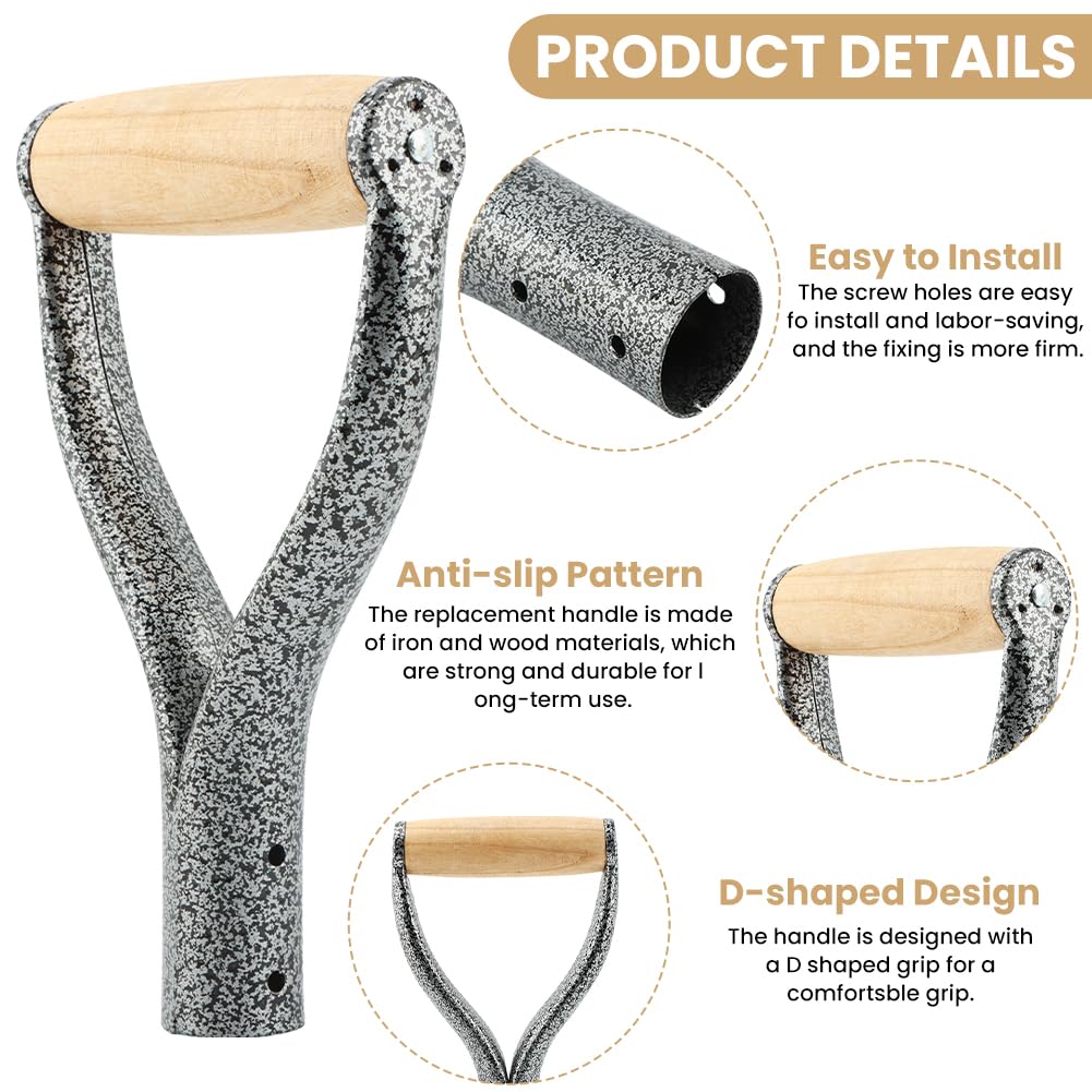 XuYelora ergonomic D-shaped handle in silver reduces fatigue during digging