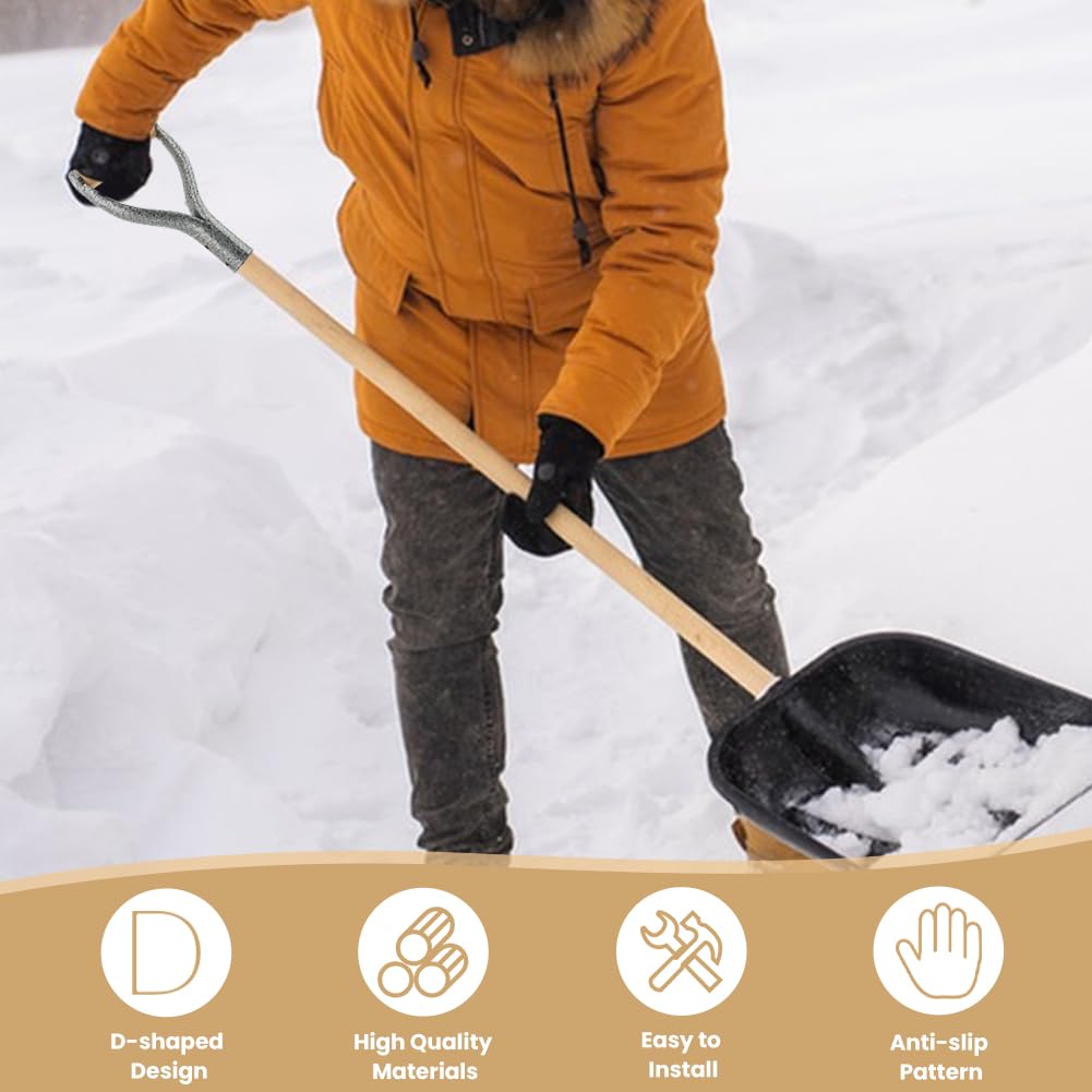 XuYelora D-grip handle shown in action for digging and snow clearing