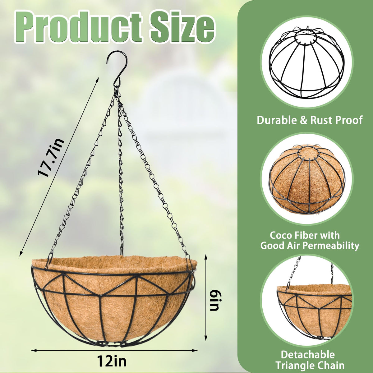 XXFBJNMD versatile hanging planter for balcony, patio, porch, or garden.