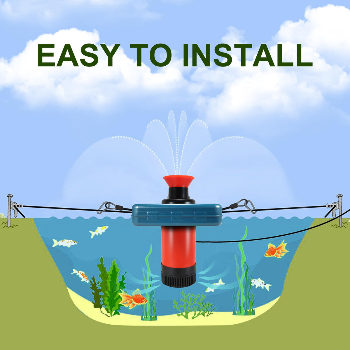 XXK Pond Fountain Aerator 110V motor provides consistent high-flow aeration.