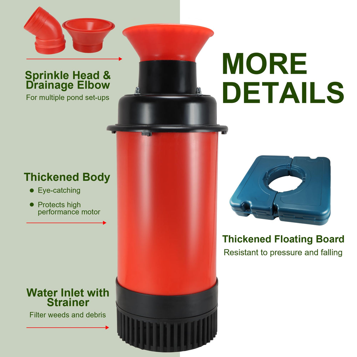 XXK Pond Fountain Aerator thickened-body design for lasting outdoor use and reliability.