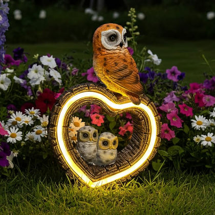 xxoasis solar garden owl heart light illuminates your yard with a gentle glow