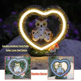 xxoasis Solar Owl Garden Statue on patio adds whimsy and curb appeal