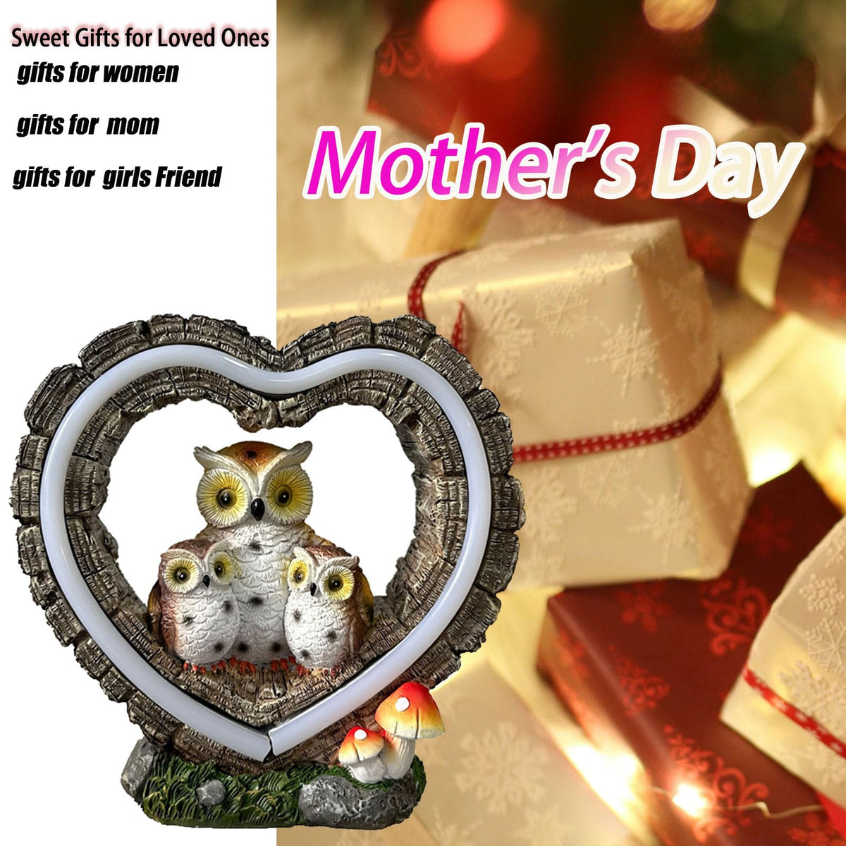xxoasis Solar Owl yard decor creates evening ambiance along a path