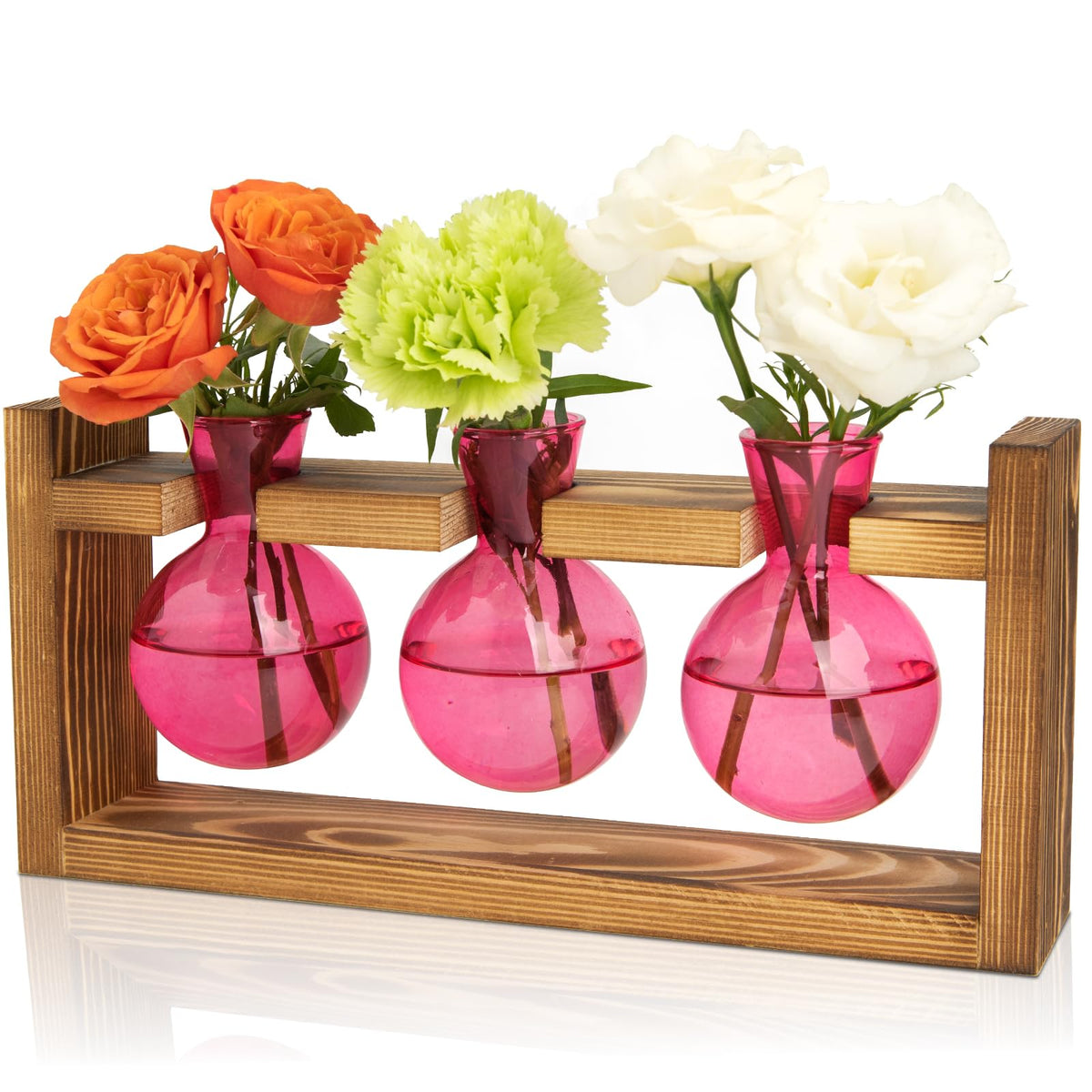 XXXFLOWER glass plant terrarium pink stand enhances desk decor and propagation.