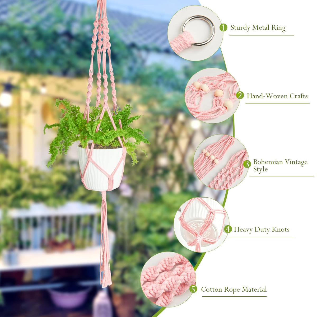 XXXFLOWER hanging planter set with hooks demonstrates easy installation.